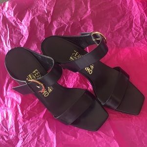 Salvatore Ferragamo Square Toe Heels Sandals